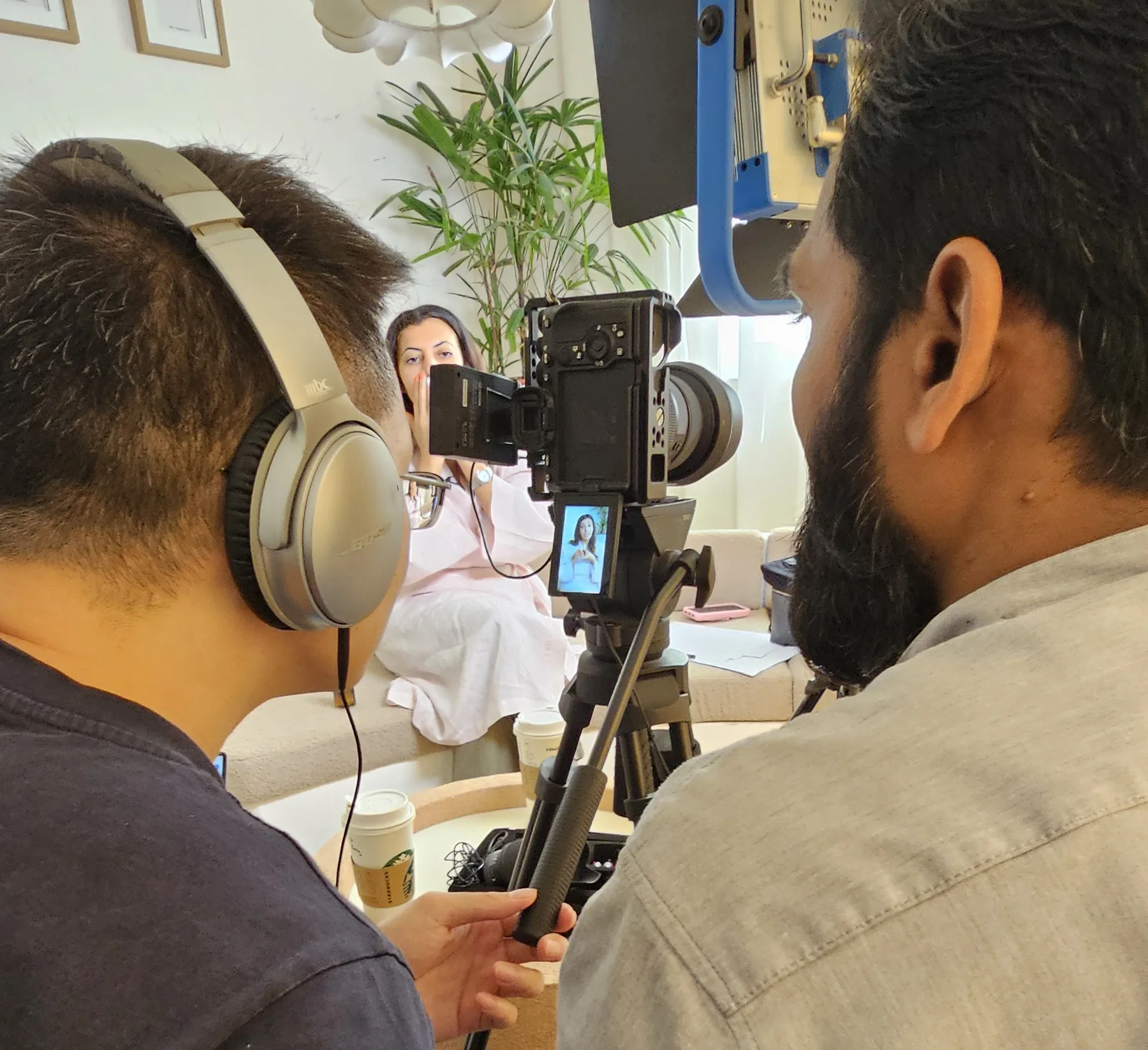 Edamame production crew filming an interview